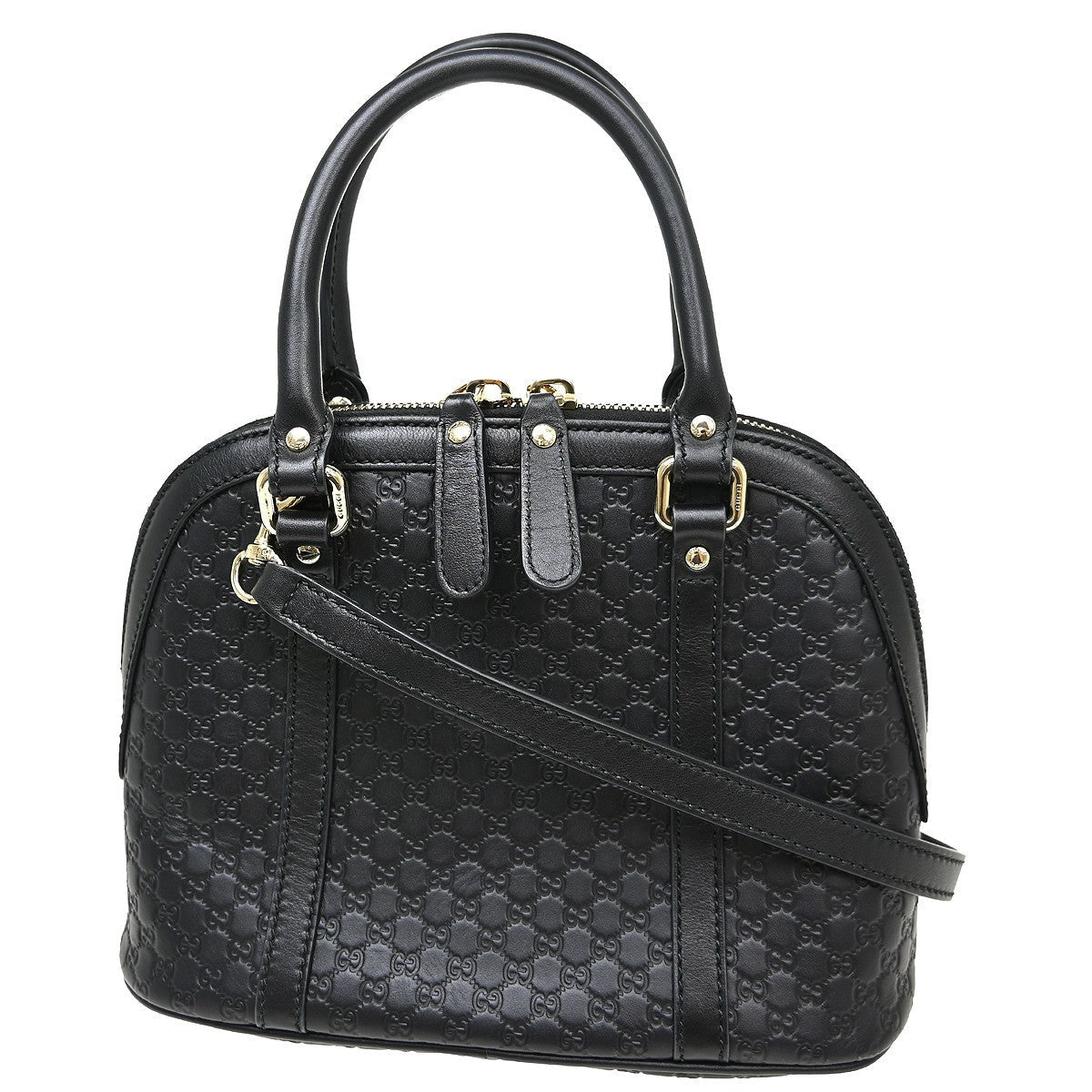 Gucci Convertible Dome Satchel Guccissima Leather Black Leather Handbag ( )