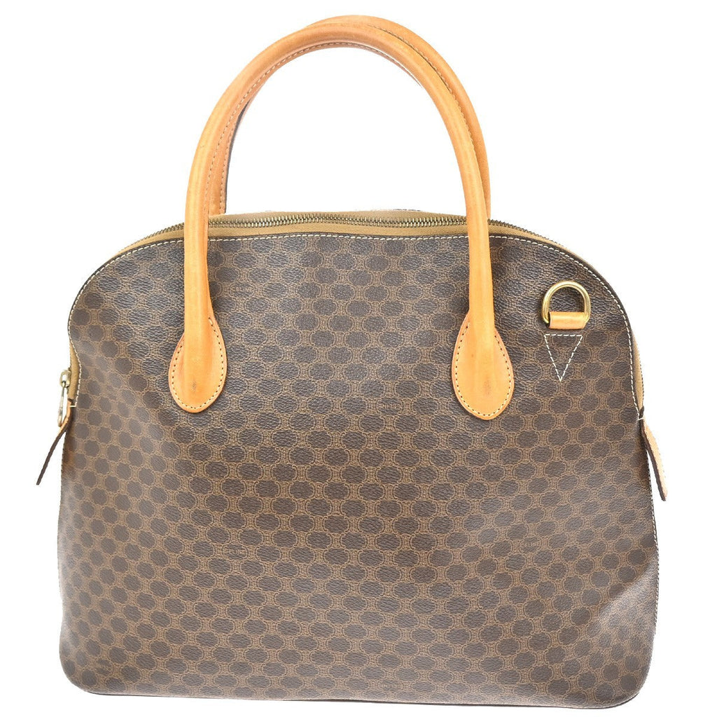 Celine Macadam Handbag Macadam With Leather Brown Pvc Handbag (Authentic  )