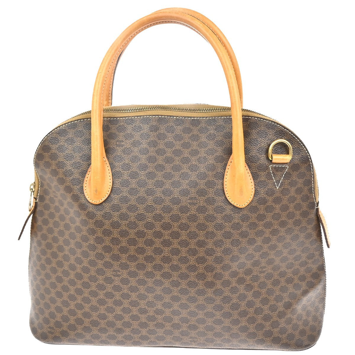 Celine Macadam Handbag Macadam With Leather Brown Pvc Handbag (Authentic  )