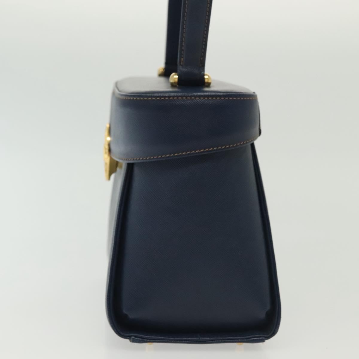 Valentino Garavani Vintage Handbag Leather Navy Leather Handbag (Authentic  )