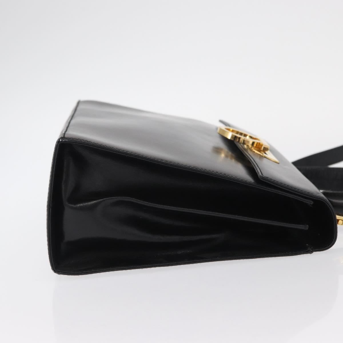Salvatore Ferragamo Convertible Top Handle Bag Leather Black Leather Handbag (Authentic  )
