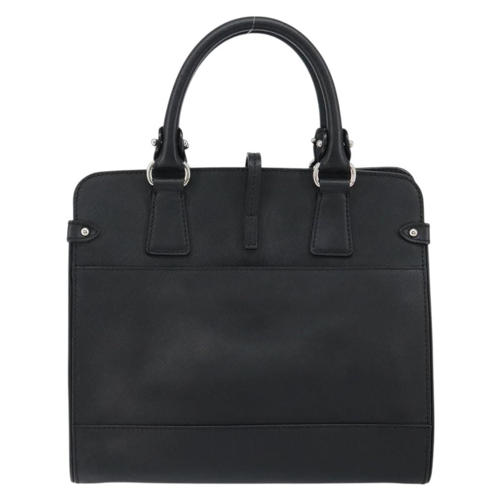 Salvatore Ferragamo Gancini Handbag Leather Black Leather Handbag (Authentic  )