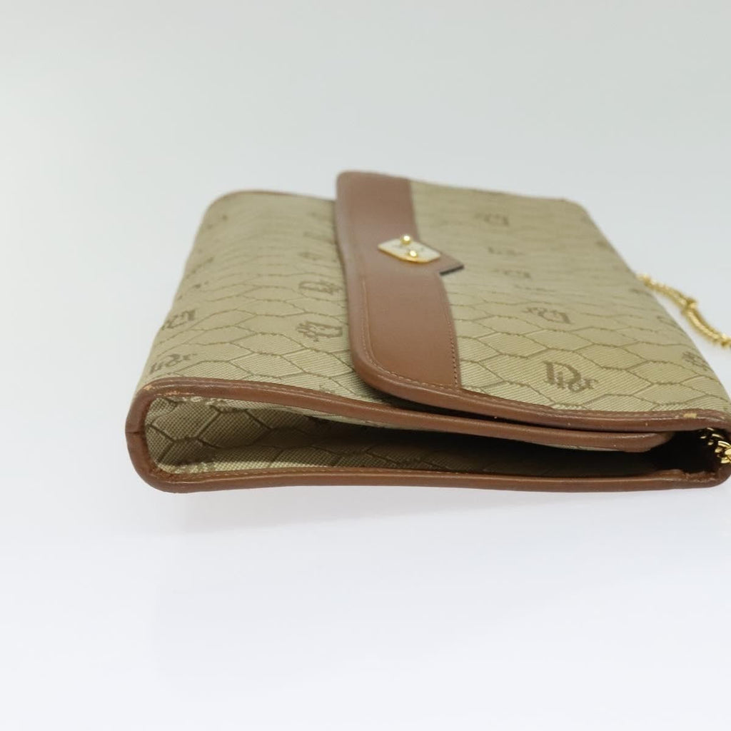 Christian Dior Vintage Honeycomb Chain Canvas Beige Canvas Bag (Authentic  )