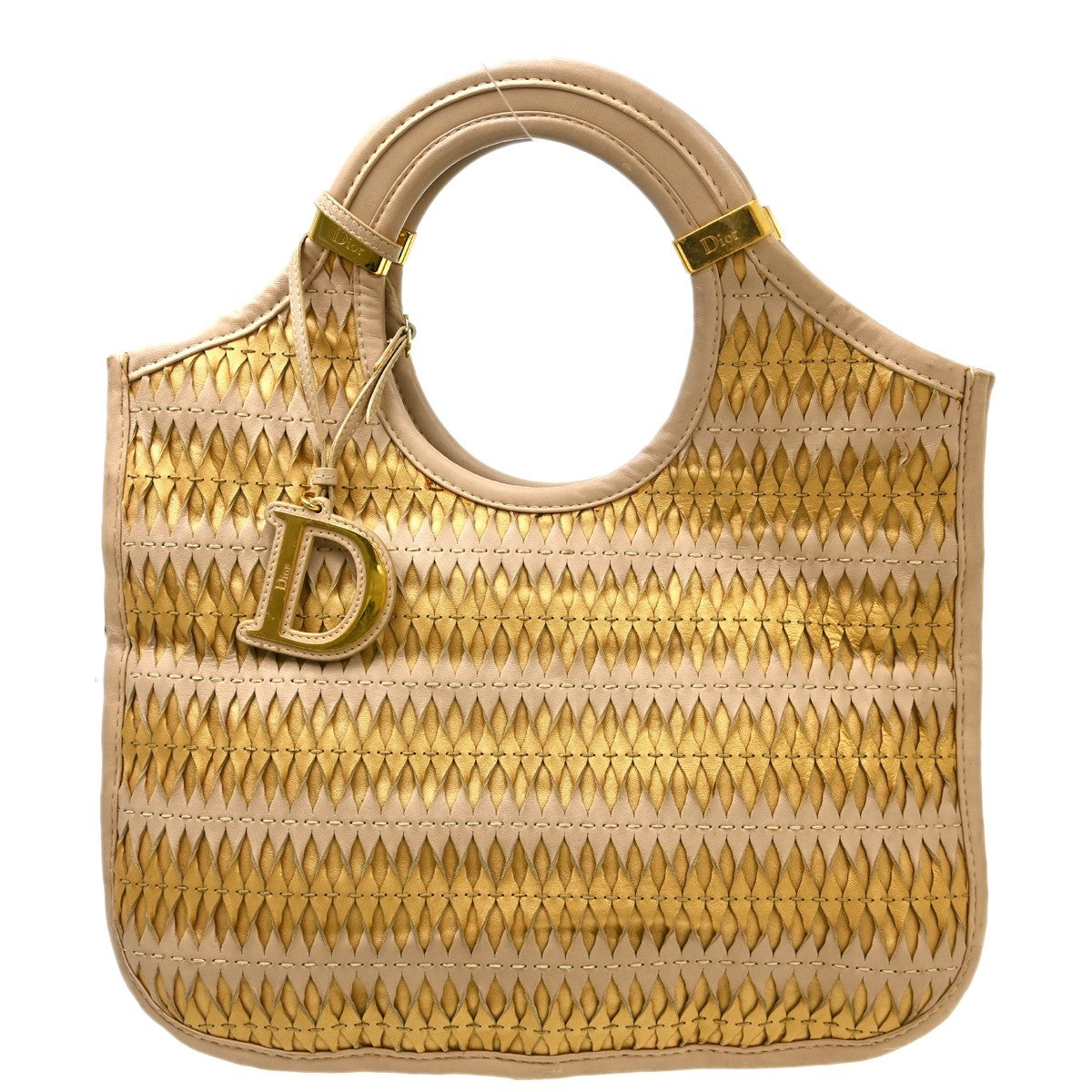 Christian Dior Diorita Tote Leather Beige Leather Handbag ( )