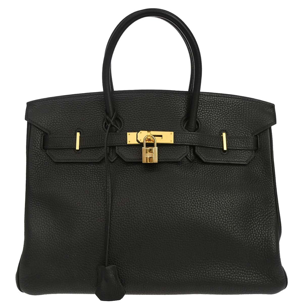 Hermes Birkin Handbag Taurillon Clemence Black Leather Handbag ( )
