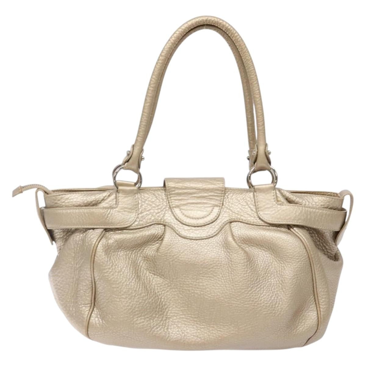 Salvatore Ferragamo Marisa Satchel Leather Gold Leather Bag (Authentic  )