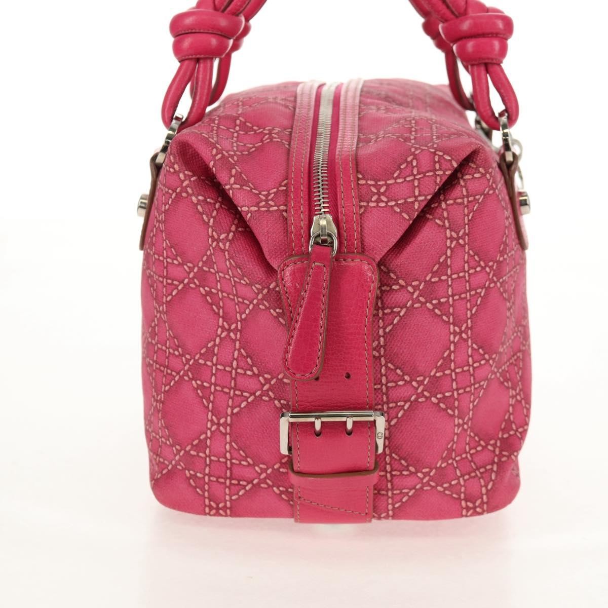 Christian Dior Cannage Handbag Canvas Pink Canvas Handbag (Authentic  )