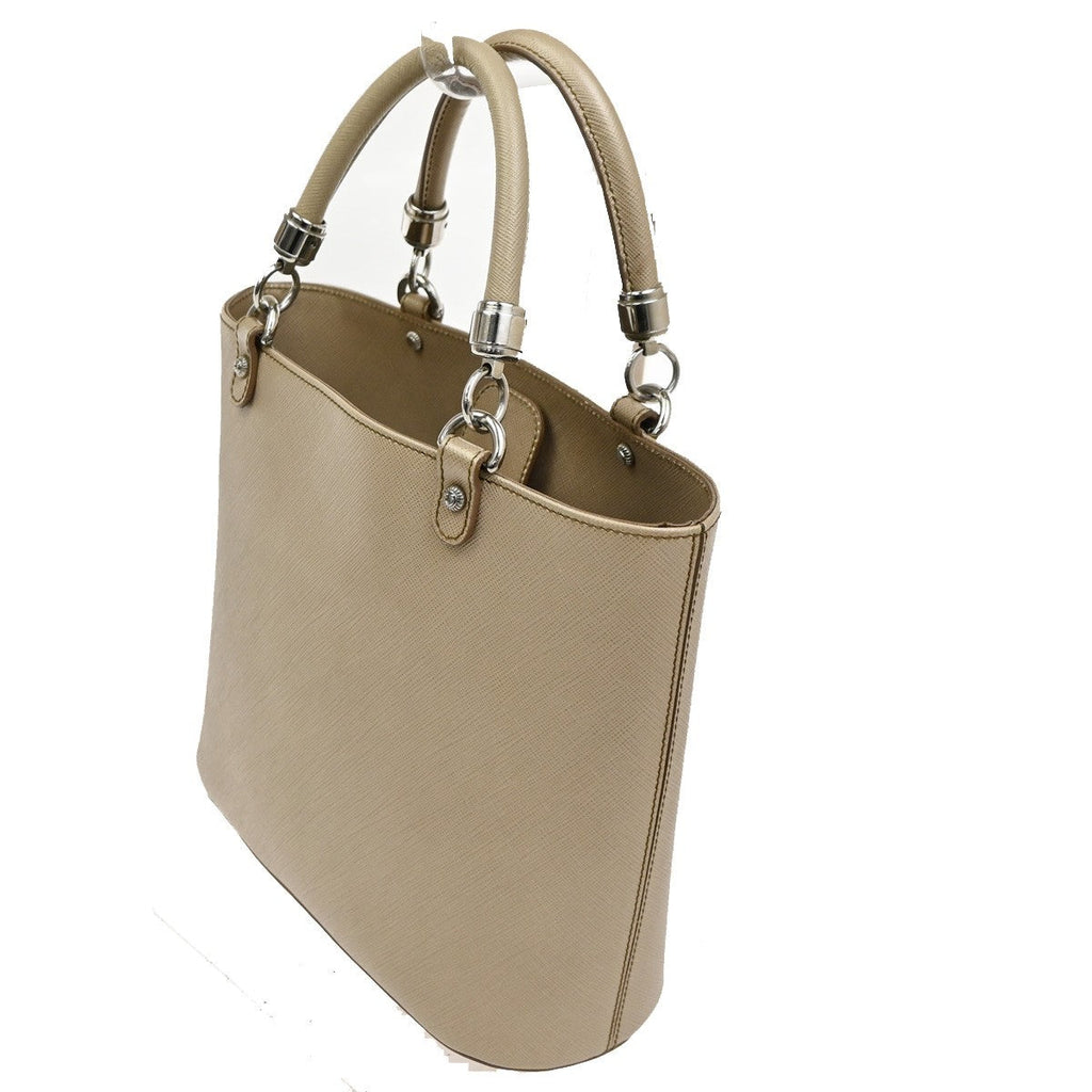 Salvatore Ferragamo Gancini Handbag Leather Beige Leather Handbag (Authentic  )