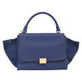 Celine Trapeze Bag Leather With Suede Blue Leather Handbag ( )
