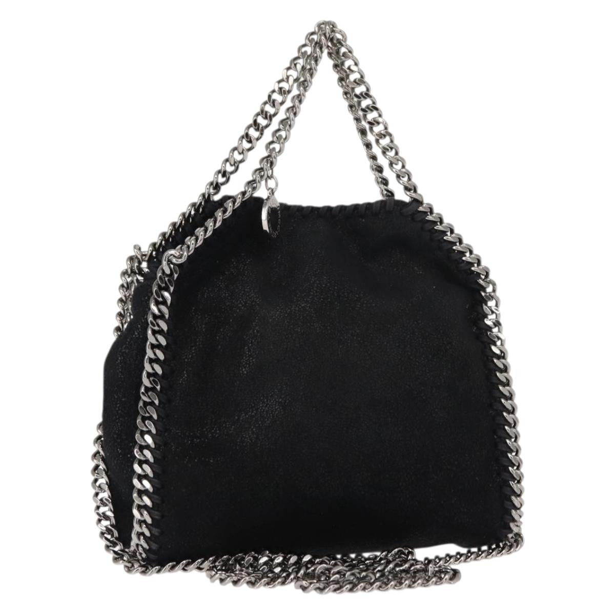 Stella Mccartney Falabella Fold Over Bag Shaggy Deer Black Suede Handbag (Authentic  )
