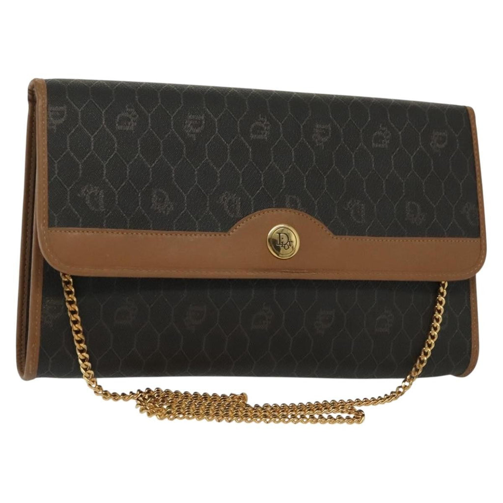 Christian Dior Vintage Honeycomb Chain Canvas Black Canvas Bag (Authentic  )