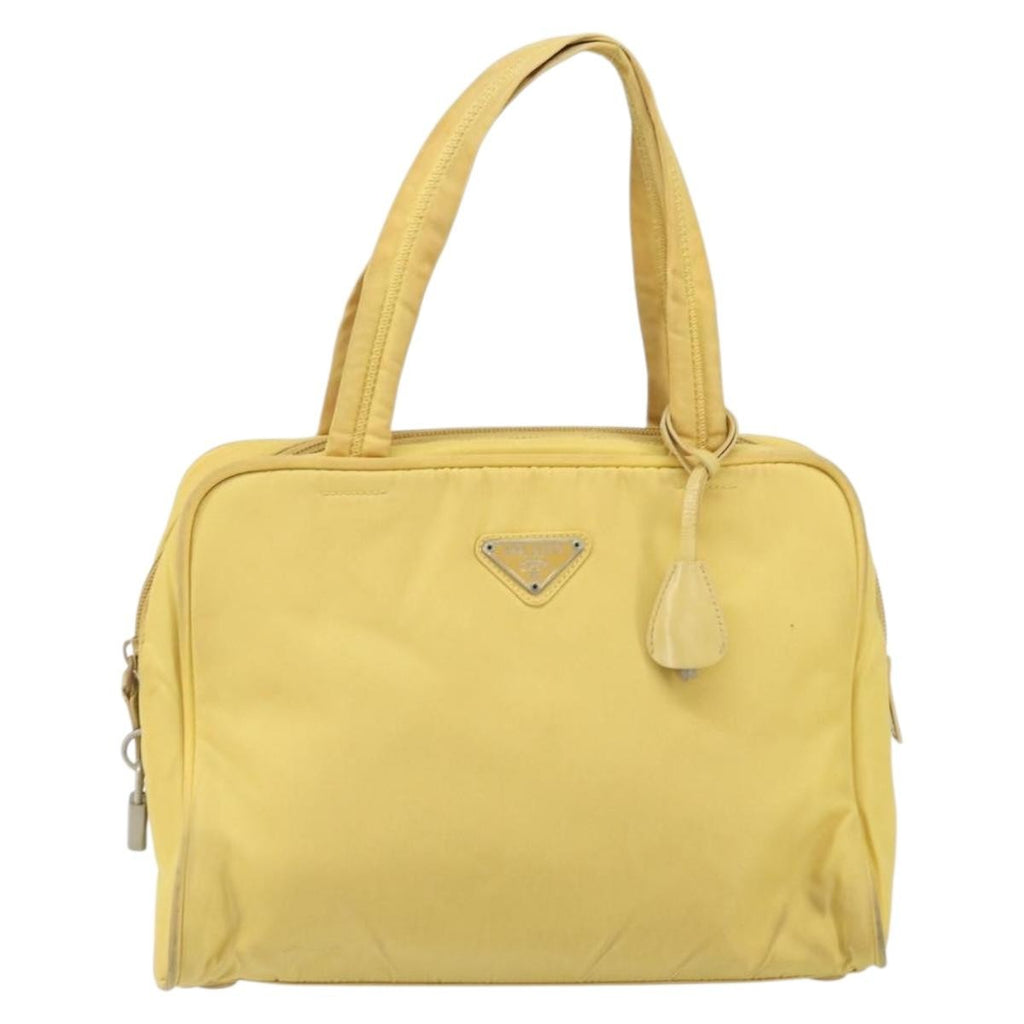 Prada Zip Around Tote Tessuto Yellow Nylon Handbag (Authentic  )