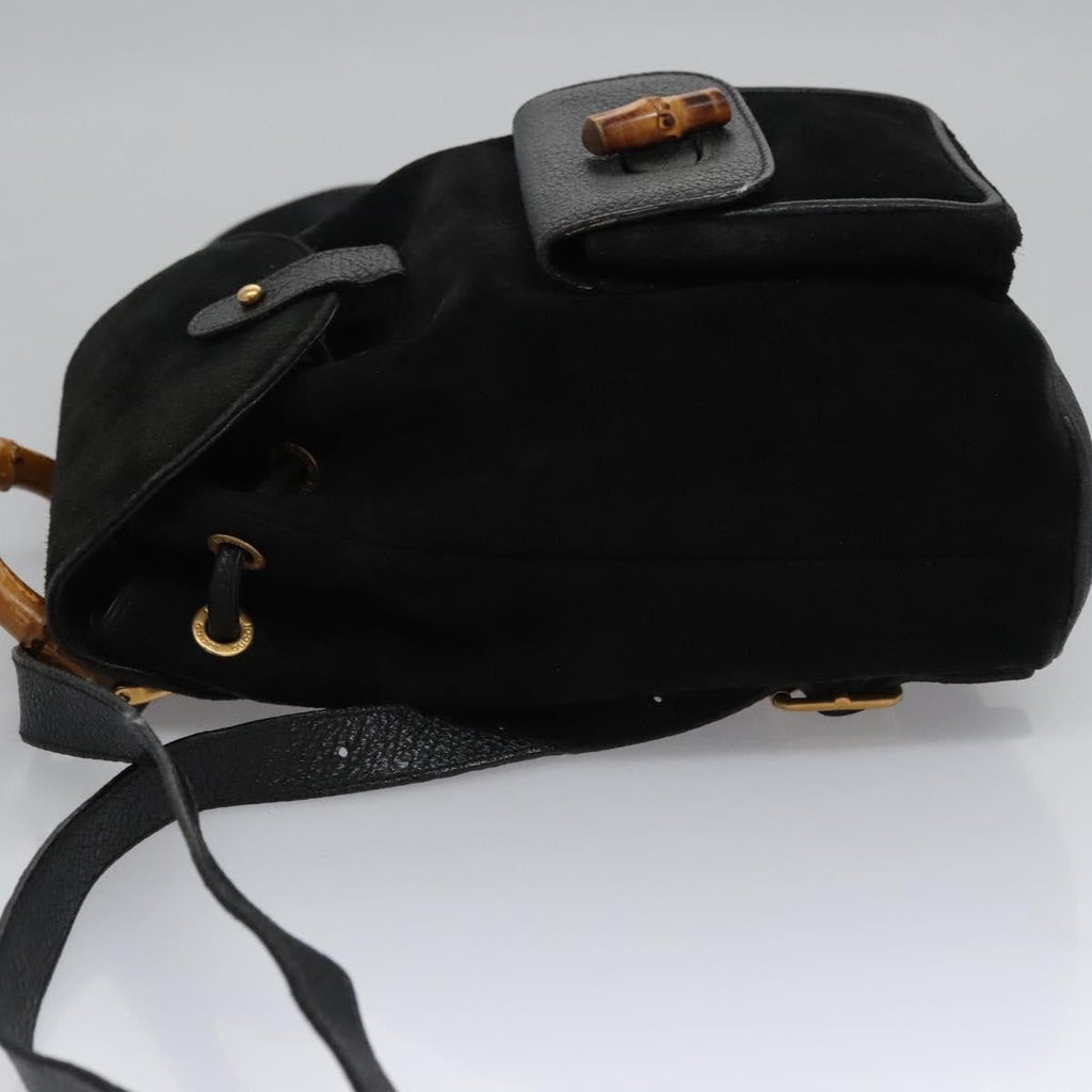 Gucci Gucci Bamboo Backpack Daim Black Suede Backpack Bag (Authentic  )