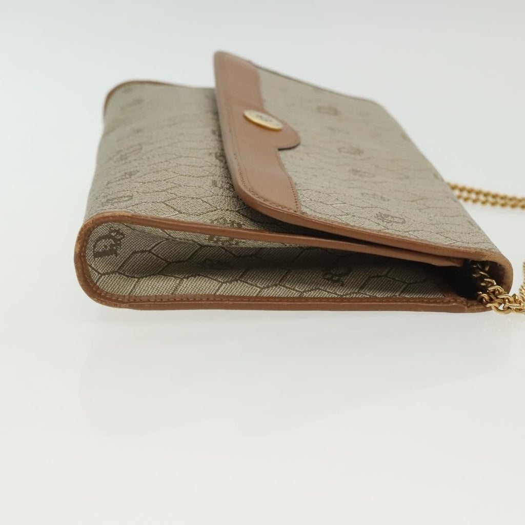 Christian Dior Vintage Honeycomb Chain Canvas Beige Canvas Bag (Authentic  )