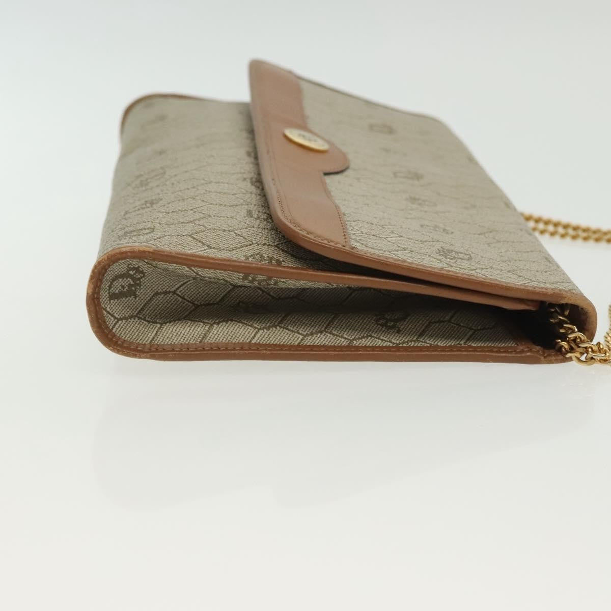 Christian Dior Vintage Honeycomb Chain Canvas Beige Canvas Bag (Authentic  )