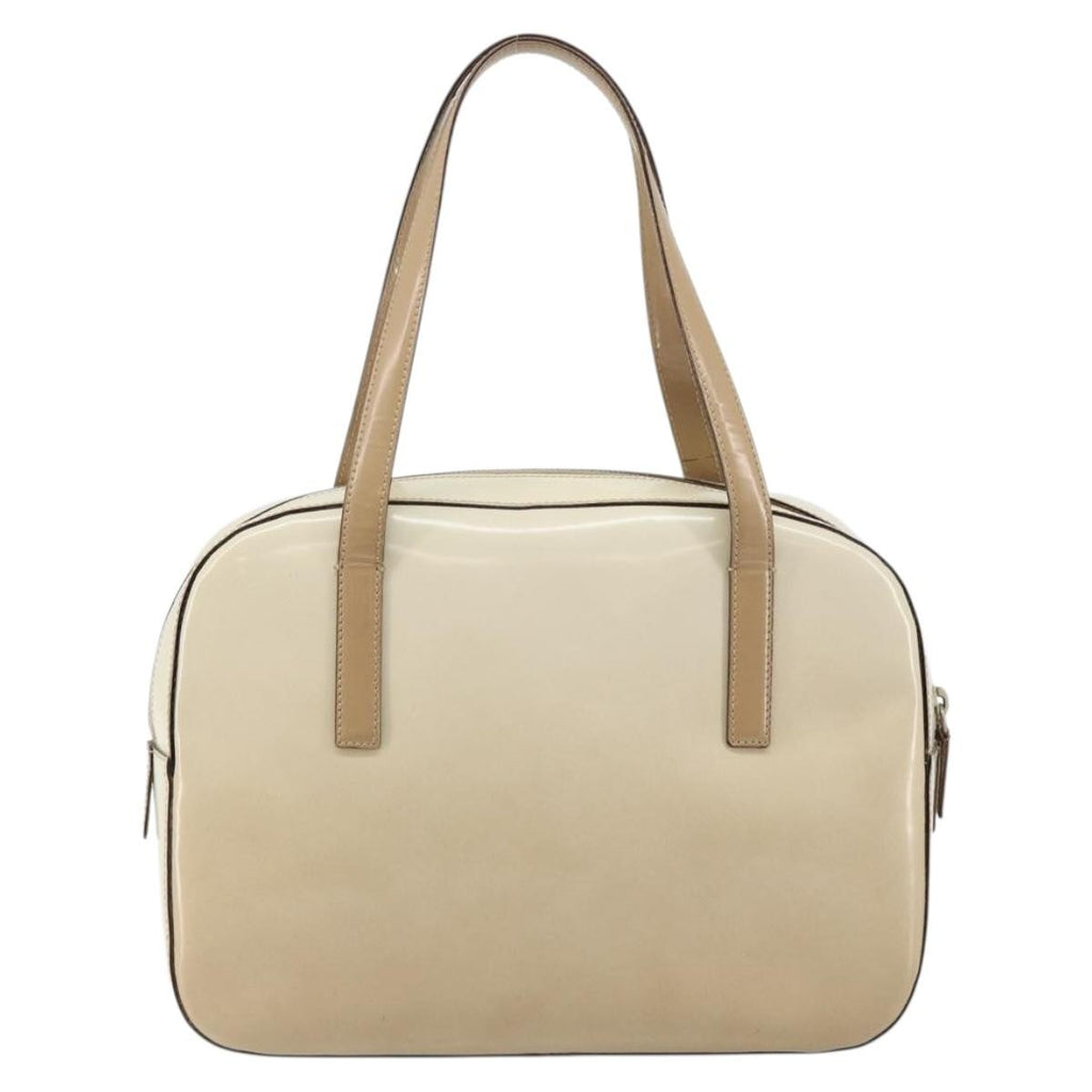 Prada Re-Edition 1995 Handbag Patent Leather Beige Patent_Leather Handbag (Authentic  )