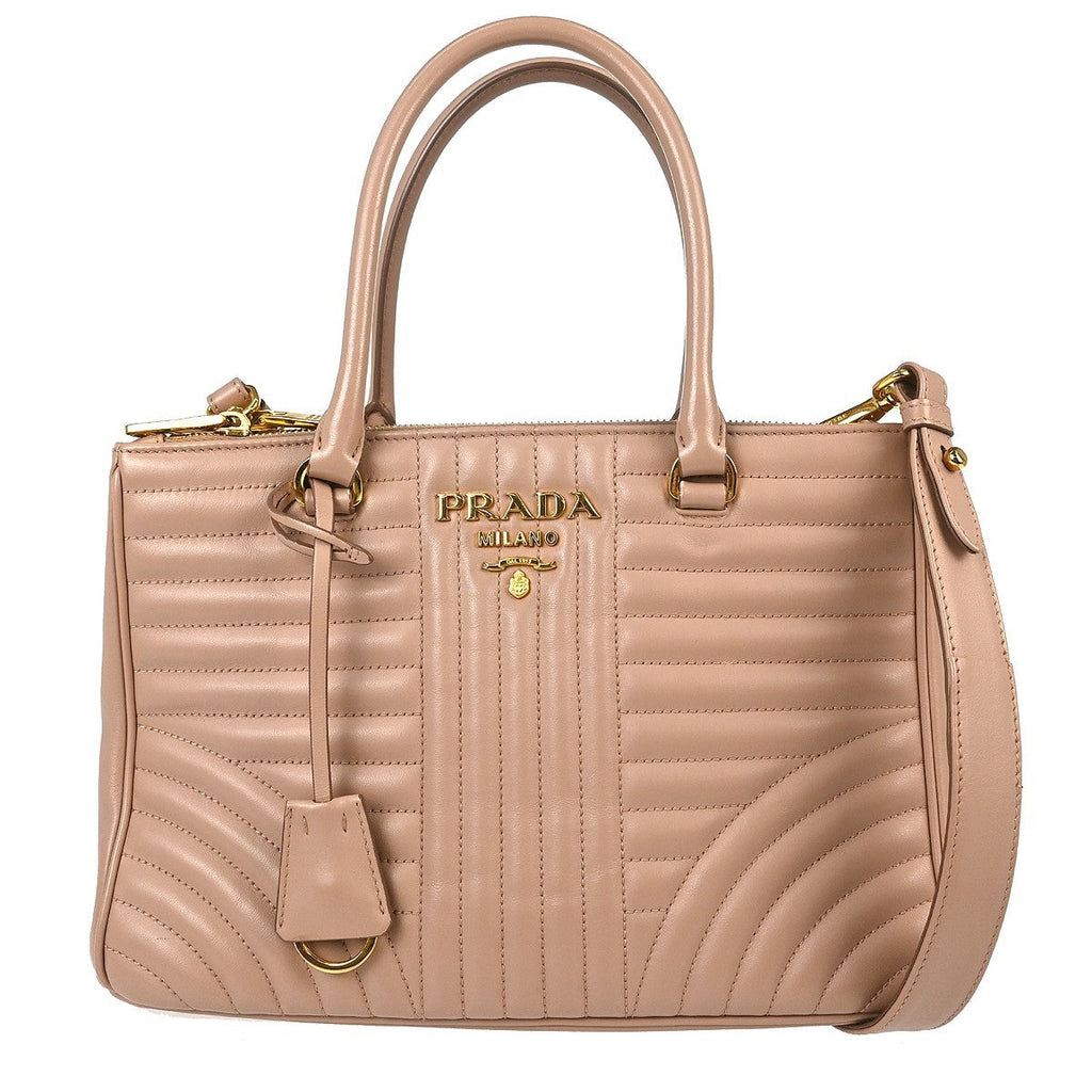 Prada Zipped Tote Leather Pink Leather Handbag ( )