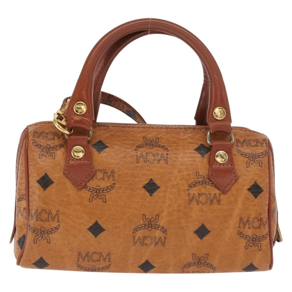 MCM Visetos Handbag Canvas And Leather Brown Canvas Handbag (Authentic  )