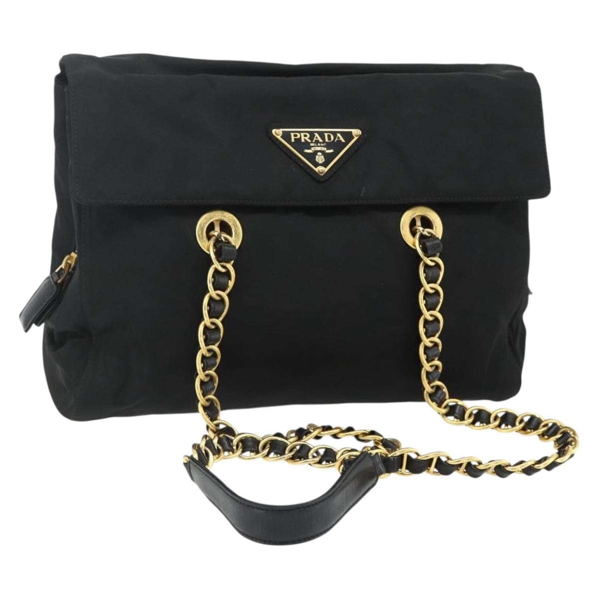 Prada Re-Edition 1995 Chain Tote Quilted Re-Nylon Black Nylon Handbag ( )