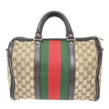 Gucci Vintage Web Boston Bag Gg Canvas Brown Canvas Handbag (Authentic  )