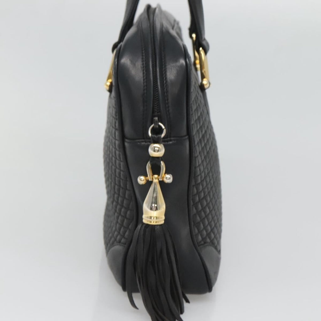 Bally Vintage Handbag Quilted Leather Black Leather Handbag ( )