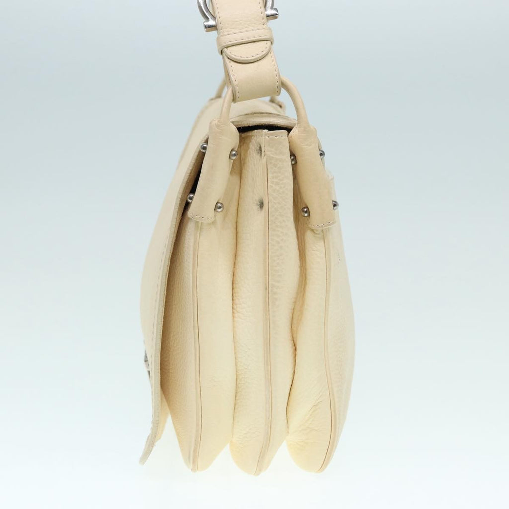 Salvatore Ferragamo Gancini Shoulder Bag Leather White Leather Handbag ( )