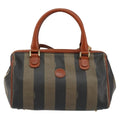Fendi Vintage Pequin Convertible Boston Bag Coated Canvas Black Canvas Handbag (Authentic  )