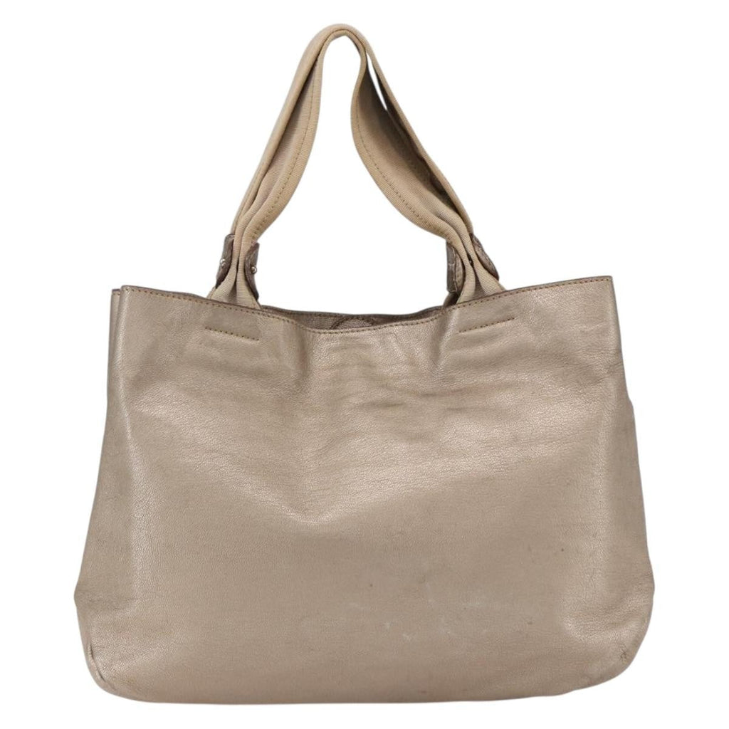 Salvatore Ferragamo Vala Handbag Leather Gold Leather Handbag (Authentic  )