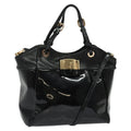 Salvatore Ferragamo Vala Handbag Patent Leather Black Patent_Leather Handbag (Authentic  )