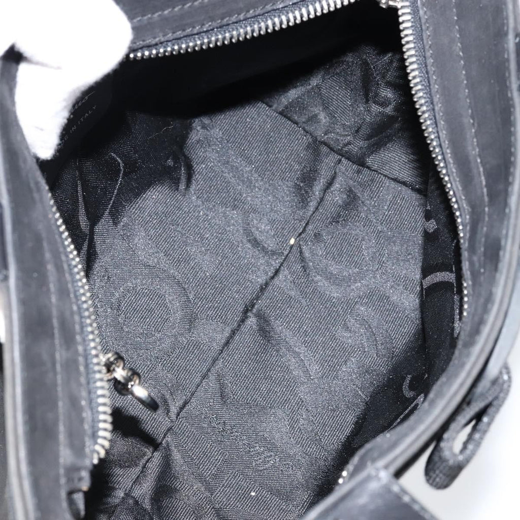 Salvatore Ferragamo Vala Handbag Suede Black Suede Handbag (Authentic  )