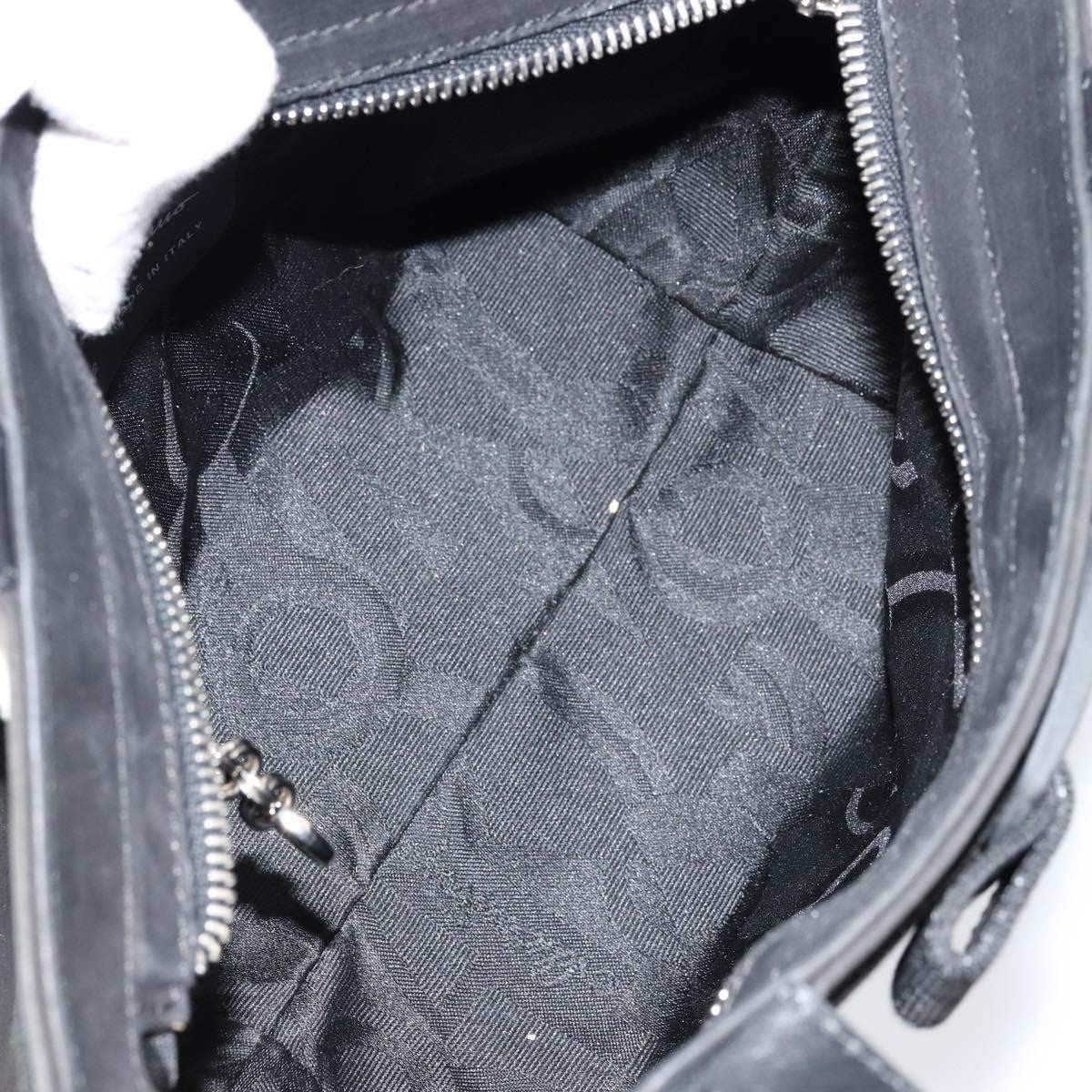 Salvatore Ferragamo Vala Handbag Suede Black Suede Handbag (Authentic  )