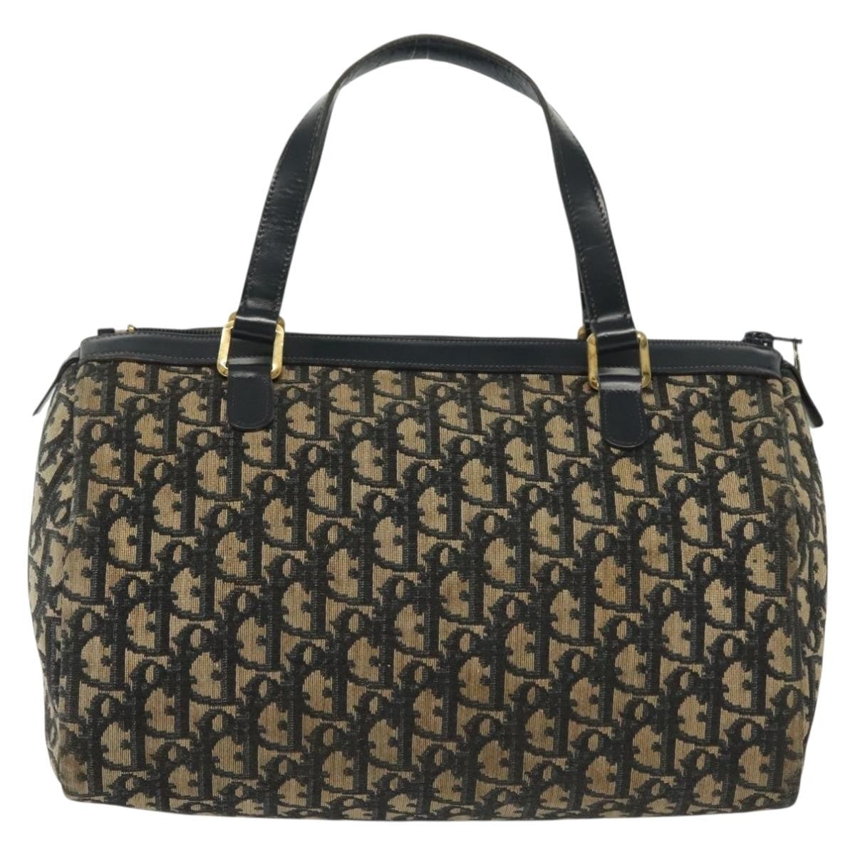Christian Dior Vintage Trotter Boston Bag Diorissimo Canvas Navy Canvas Bag (Authentic  )