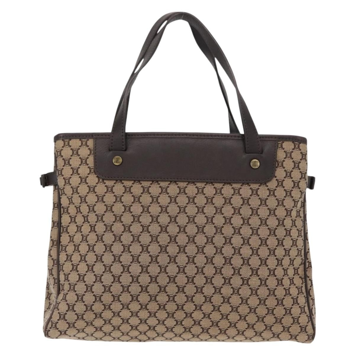 Celine Vintage Macadam Handbag Canvas Beige Canvas Handbag (Authentic  )