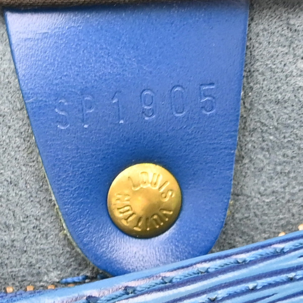 Louis Vuitton Speedy Handbag Epi Leather Blue Leather Handbag ( )