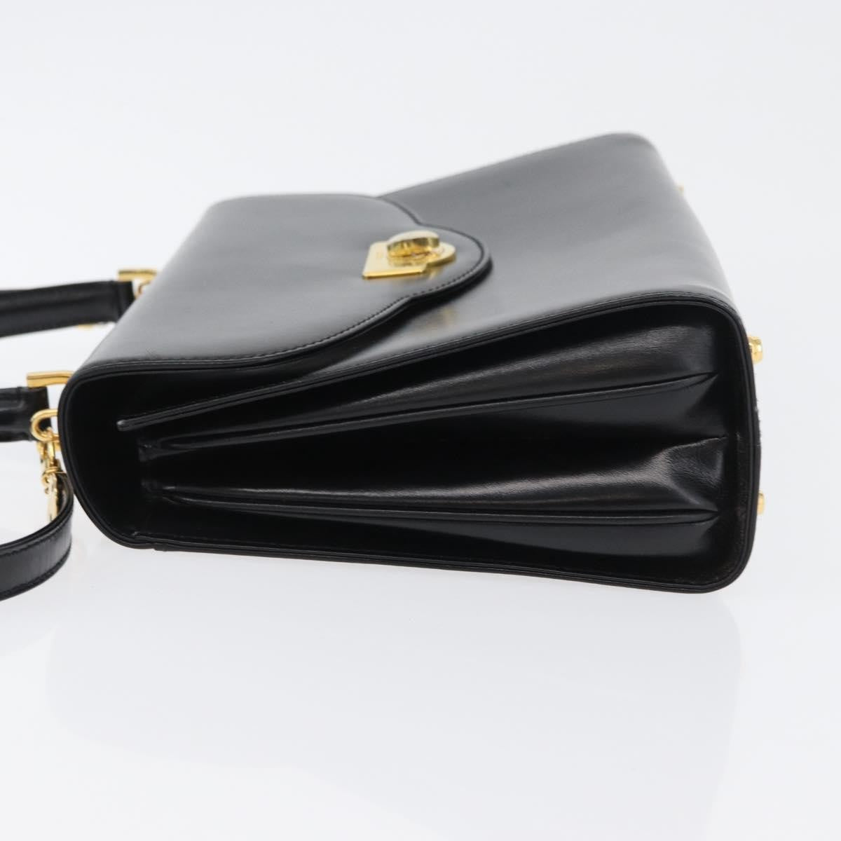 Bally Handbag Leather Black Leather Handbag (Authentic  )
