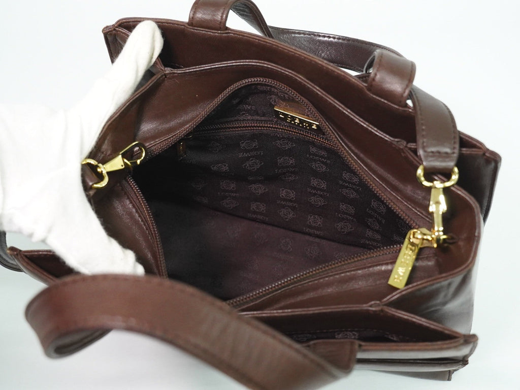 Loewe Vintage Anagram Handbag Leather Brown Leather Handbag (Authentic  )