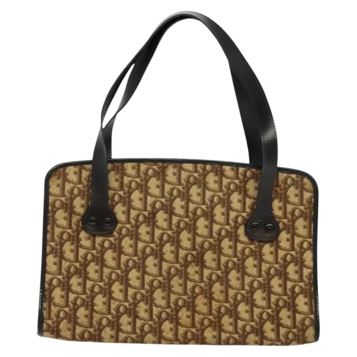 Christian Dior Vintage Trotter Handbag Canvas Brown Canvas Handbag (Authentic  )