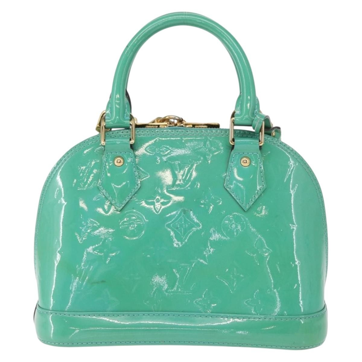 Louis Vuitton Alma Handbag Monogram Vernis Blue Patent_Leather Handbag (Authentic  )