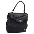 Bally Vintage Handbag Quilted Leather Black Leather Handbag ( )
