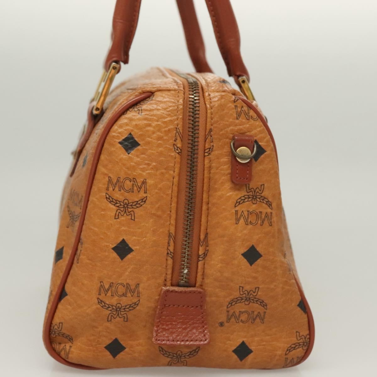 MCM Visetos Handbag Canvas And Leather Brown Canvas Bag (Authentic  )