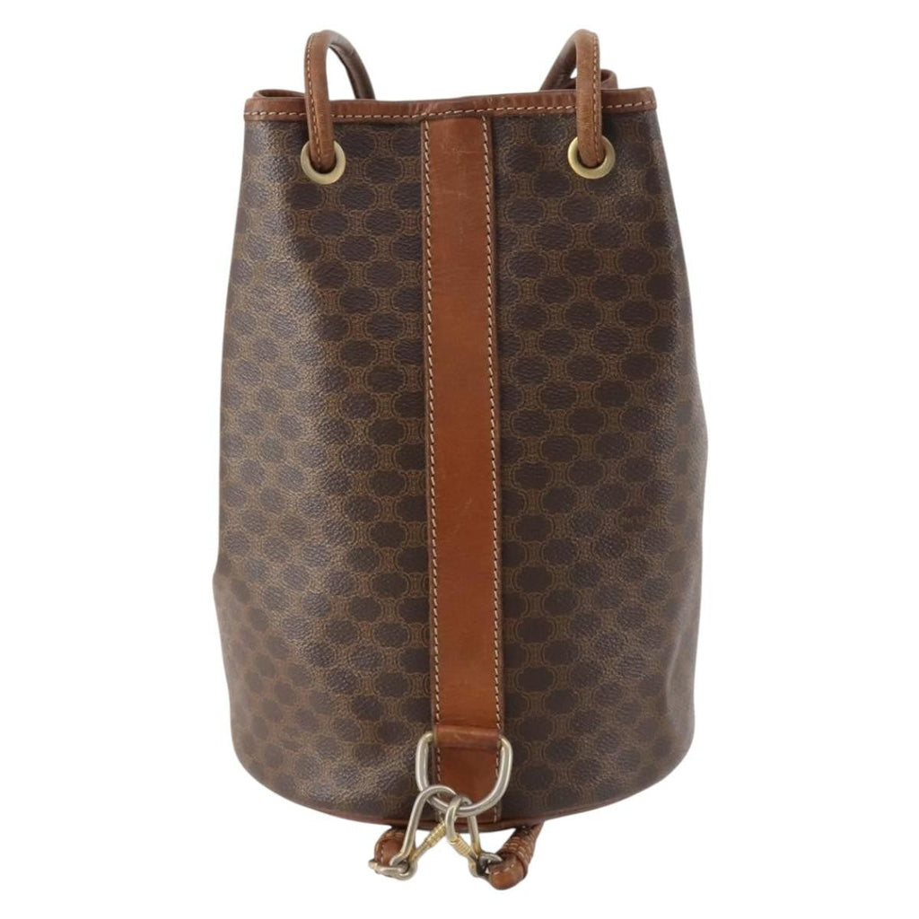 Celine Vintage Macadam Backpack Canvas And Leather Brown Canvas Backpack Bag ( )