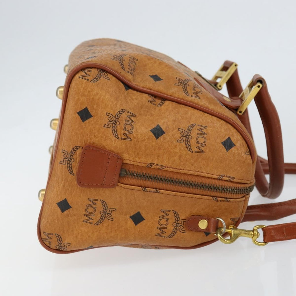 MCM Visetos Handbag Canvas And Leather Brown Canvas Handbag (Authentic  )