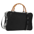 Gucci Vintage Bamboo Handle Bag Nylon Black Nylon Handbag (Authentic  )