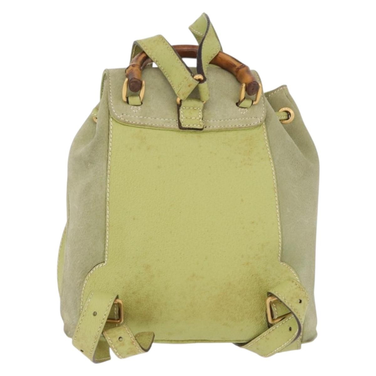 Gucci Gucci Bamboo Backpack Daim Green Suede Backpack Bag (Authentic  )
