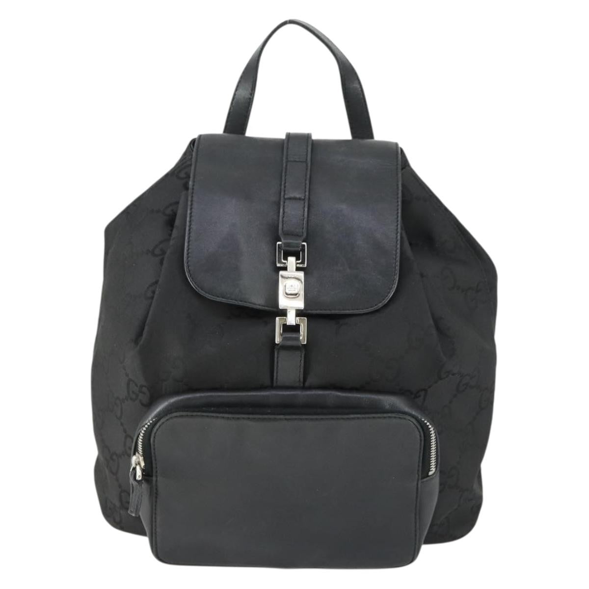 Gucci Vintage Jackie Backpack Gg Canvas Black Canvas Backpack Bag (Authentic  )