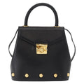 Salvatore Ferragamo Vintage Handbag Leather Black Leather Handbag (Authentic  )