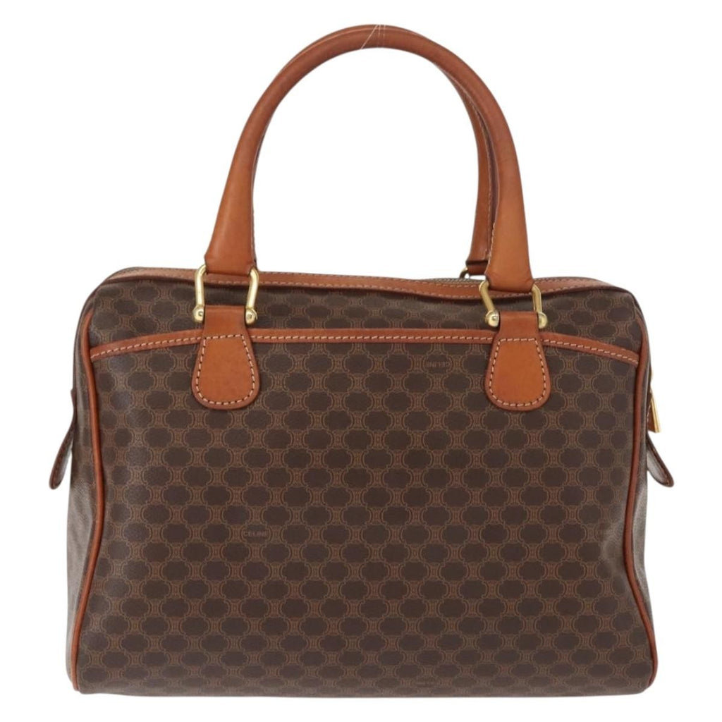 Celine Vintage Macadam Handbag Canvas And Leather Brown Canvas Handbag (Authentic  )
