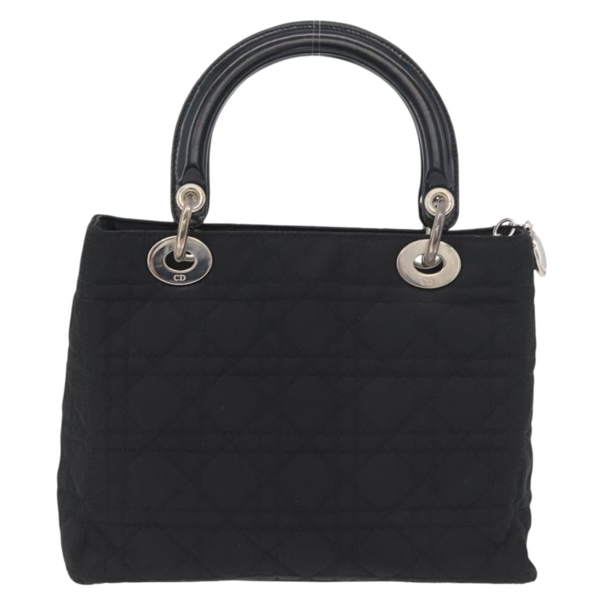 Christian Dior Vintage Lady Dior Bag Cannage Quilt Nylon Black Nylon Handbag ( )