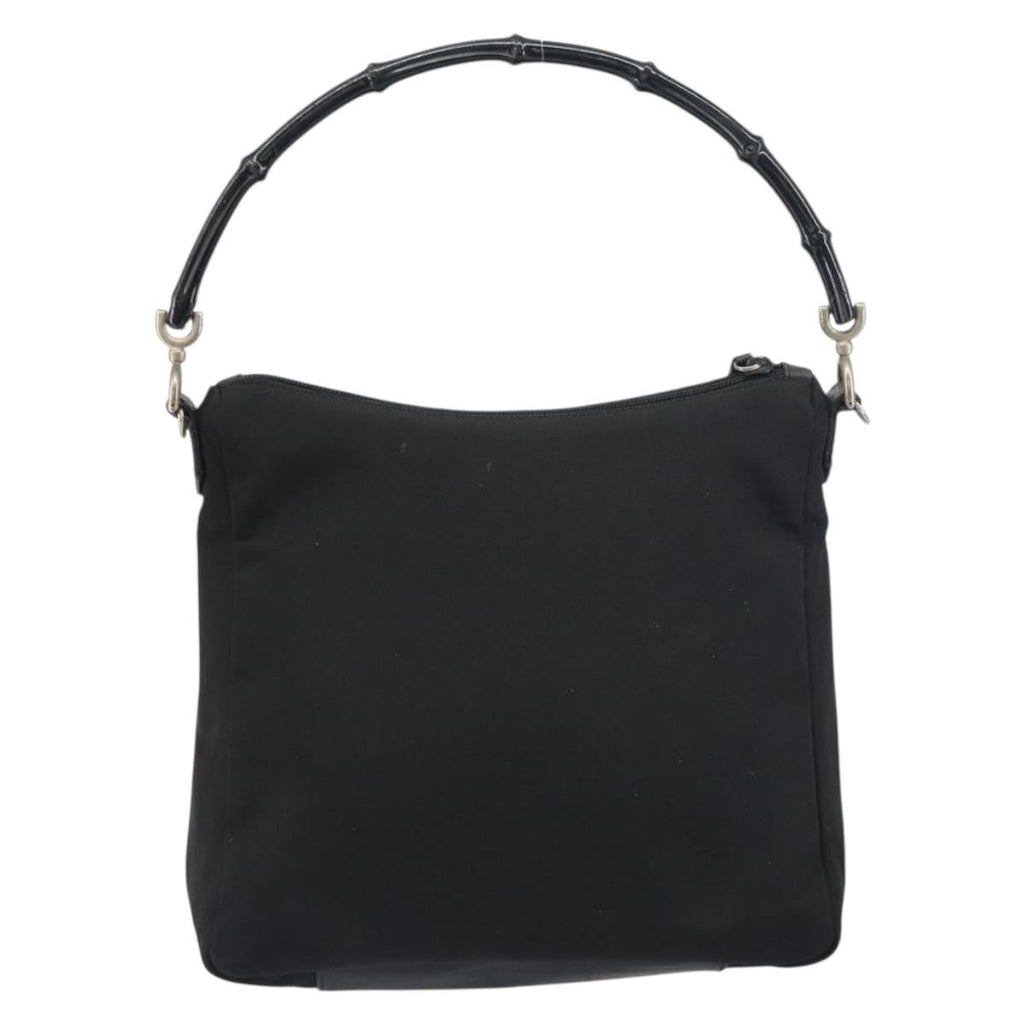 Gucci Vintage Bamboo Handle Bag Nylon Black Nylon Handbag ( )