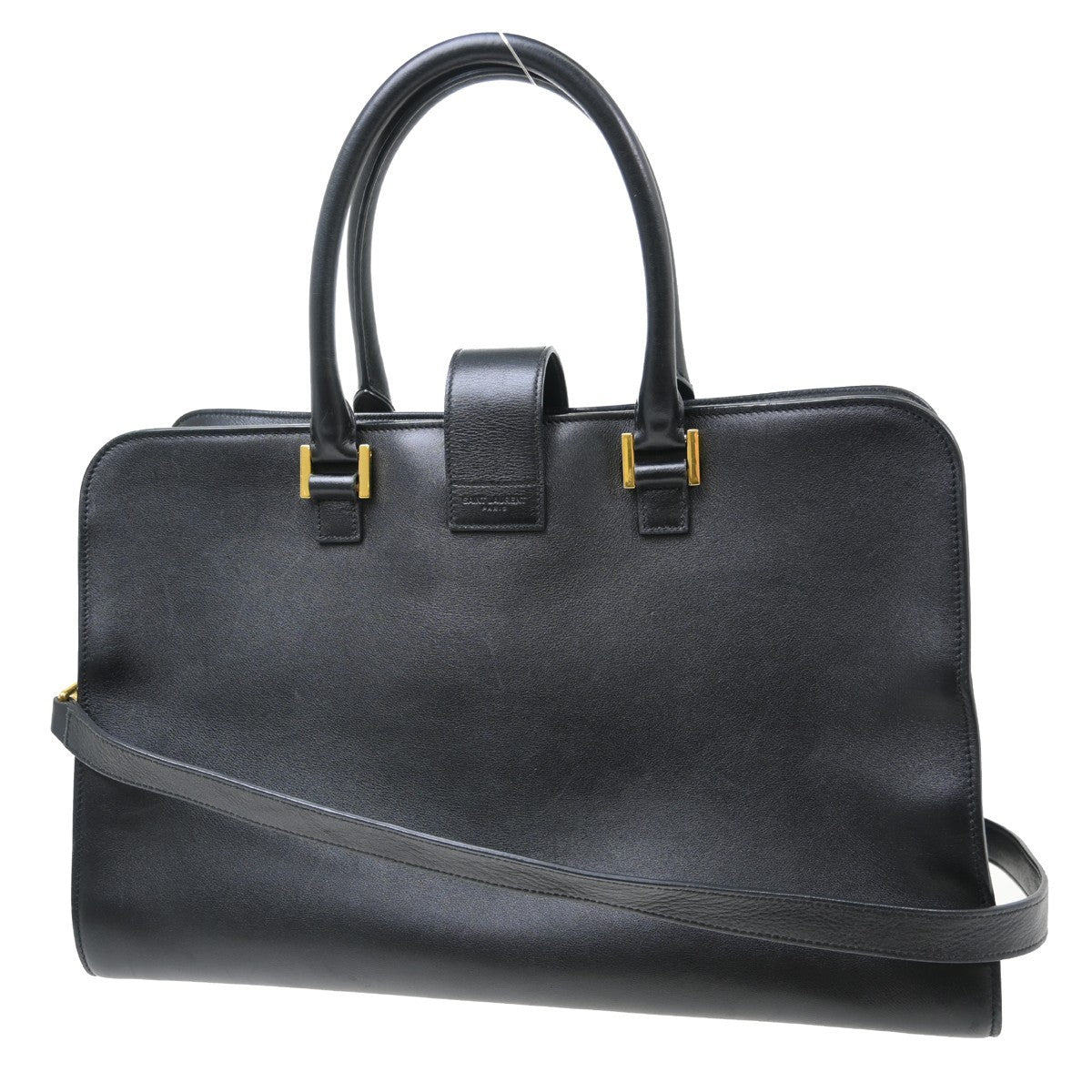 Saint Laurent Monogram Cabas Leather Black Leather Handbag ( )